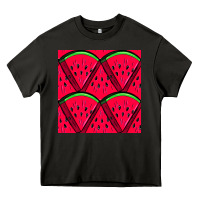 Asphalt Watermelon Slices Seamless Pattern Heavy Core Tee - BundleAndBundleShop