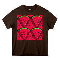 Chocolate Brown Watermelon Slices Seamless Pattern Heavy Core Tee - BundleAndBundleShop