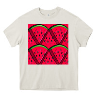 Cream Watermelon Slices Seamless Pattern Heavy Core Tee - BundleAndBundleShop