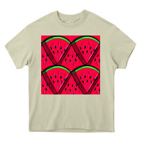 Mossy Watermelon Slices Seamless Pattern Heavy Core Tee - BundleAndBundleShop