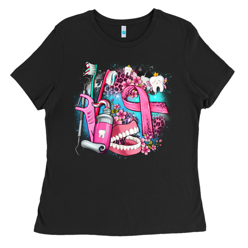 Dental Elements And Cancer With Cowhide And Leopard Ladies Tee by AdoDesignShop | Teevron