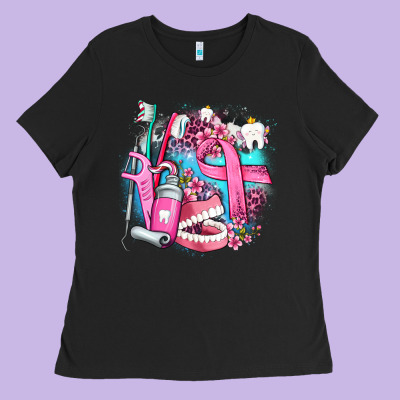 Dental Elements And Cancer With Cowhide And Leopard Ladies Tee Designed By Adodesignshop