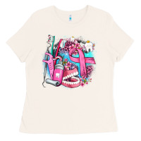 Bone dental elements and cancer with cowhide and leopard Ladies Tee - AdoDesignShop