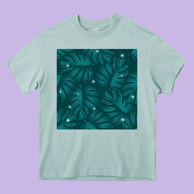 Tropical  Leaves Seamless Pattern Heavy Core Tee Designed By Bundleandbundleshop