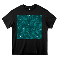Black Tropical  Leaves Seamless Pattern Heavy Core Tee - BundleAndBundleShop