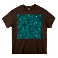 Chocolate Brown Tropical  Leaves Seamless Pattern Heavy Core Tee - BundleAndBundleShop