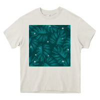 Cream Tropical  Leaves Seamless Pattern Heavy Core Tee - BundleAndBundleShop