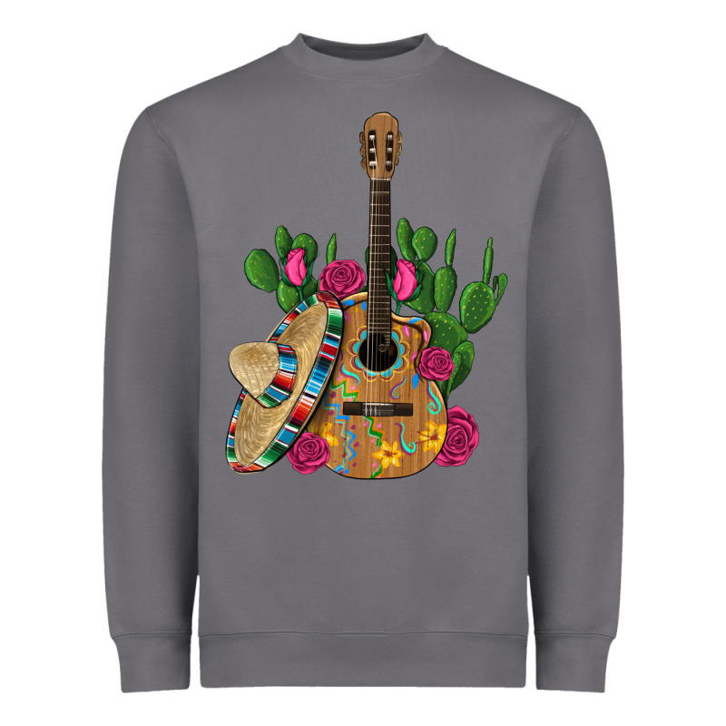 ,mexican Sombrero Guitar Rose Cactus Heavyweight Sweatshirt by Artiststas | Teevron