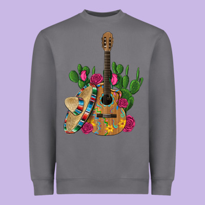 ,mexican Sombrero Guitar Rose Cactus Heavyweight Sweatshirt Designed By Artiststas