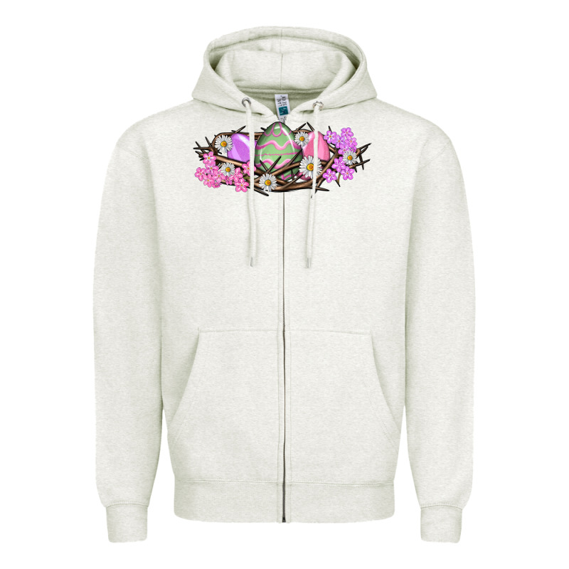 Easter Eggs And Crown Of Thorns Easter Day Zipper Hoodie by HowdyJamesFarm | Teevron