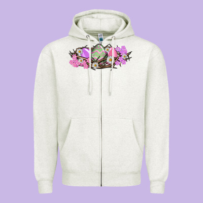 Easter Eggs And Crown Of Thorns Easter Day Zipper Hoodie Designed By Howdyjamesfarm