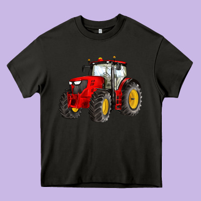 Western Farm Tractor Red Heavy Core Tee Designed By Artiststas