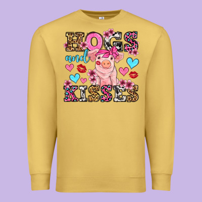 Hogs And Kisses Pig  Olivia Premium Sweatshirt Designed By Oliviacreatesart