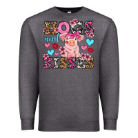 Charcoal Heather hogs and kisses pig  olivia Premium Sweatshirt - OliviaCreatesArt