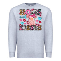 Heather Grey hogs and kisses pig  olivia Premium Sweatshirt - OliviaCreatesArt