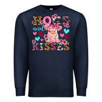 Navy hogs and kisses pig  olivia Premium Sweatshirt - OliviaCreatesArt