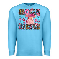 Ocean Blue hogs and kisses pig  olivia Premium Sweatshirt - OliviaCreatesArt