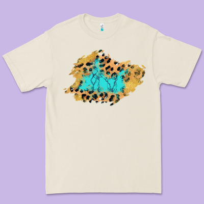 Glitter Leopard Turquoise Patch Premium Tee Designed By Adodesignshop