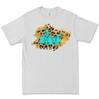 Dove Grey glitter leopard turquoise patch Premium Tee - AdoDesignShop