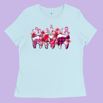 Cancer Ribbon With Teeth Ladies Tee Designed By Adodesignshop