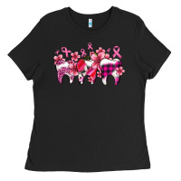 Black cancer ribbon with teeth Ladies Tee - AdoDesignShop