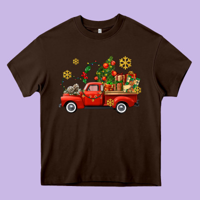 Christmas Truck Heavy Core Tee Designed By Adodesignshop
