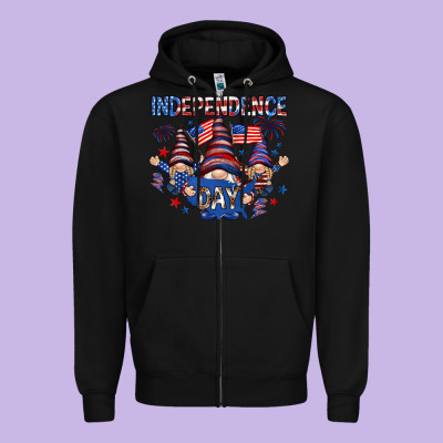 Independence Day With Gnomies Zipper Hoodie Designed By Howdyjamesfarm