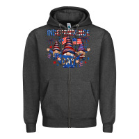 Charcoal Heather Independence Day with gnomies Zipper Hoodie - HowdyJamesFarm