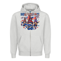 Dove Grey Independence Day with gnomies Zipper Hoodie - HowdyJamesFarm