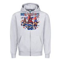Heather Grey Independence Day with gnomies Zipper Hoodie - HowdyJamesFarm