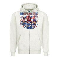 Oatmeal Heather Independence Day with gnomies Zipper Hoodie - HowdyJamesFarm