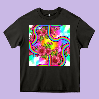 Tie Dye Floral Seamless Pattern Heavy Core Tee Designed By Bundleandbundleshop