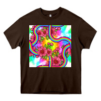 Chocolate Brown tie dye floral seamless pattern Heavy Core Tee - BundleAndBundleShop