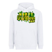 White Happy St. Patrick's Day Heavyweight Hoodie - HowdyJamesFarm