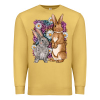 Antique Gold Bunnys Easter with leopard background Premium Sweatshirt - OliviaCreatesArt