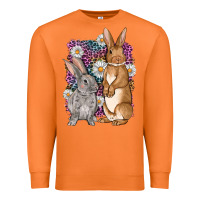 Carrot Bunnys Easter with leopard background Premium Sweatshirt - OliviaCreatesArt
