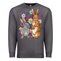 Charcoal Heather Bunnys Easter with leopard background Premium Sweatshirt - OliviaCreatesArt
