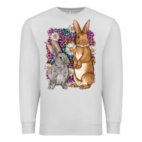 Dove Grey Bunnys Easter with leopard background Premium Sweatshirt - OliviaCreatesArt