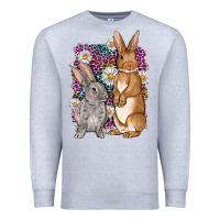 Heather Grey Bunnys Easter with leopard background Premium Sweatshirt - OliviaCreatesArt