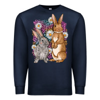 Navy Bunnys Easter with leopard background Premium Sweatshirt - OliviaCreatesArt