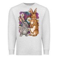 Oatmeal Heather Bunnys Easter with leopard background Premium Sweatshirt - OliviaCreatesArt