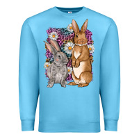 Ocean Blue Bunnys Easter with leopard background Premium Sweatshirt - OliviaCreatesArt