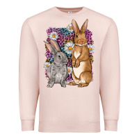 Pale Pink Bunnys Easter with leopard background Premium Sweatshirt - OliviaCreatesArt