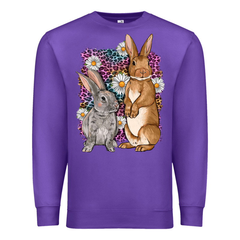 Bunnys Easter With Leopard Background Premium Sweatshirt by OliviaCreatesArt | Teevron
