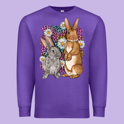 Bunnys Easter With Leopard Background Premium Sweatshirt Designed By Oliviacreatesart