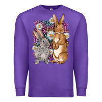 Purple Bunnys Easter with leopard background Premium Sweatshirt - OliviaCreatesArt