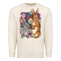 Sandshell Bunnys Easter with leopard background Premium Sweatshirt - OliviaCreatesArt