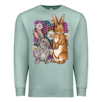 Seafoam Bunnys Easter with leopard background Premium Sweatshirt - OliviaCreatesArt