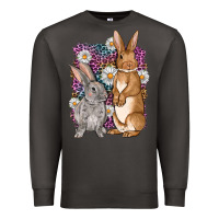 Smoke Bunnys Easter with leopard background Premium Sweatshirt - OliviaCreatesArt
