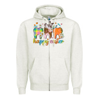 Oatmeal Heather Happy Easter Dental Easter Day Zipper Hoodie - HowdyJamesFarm